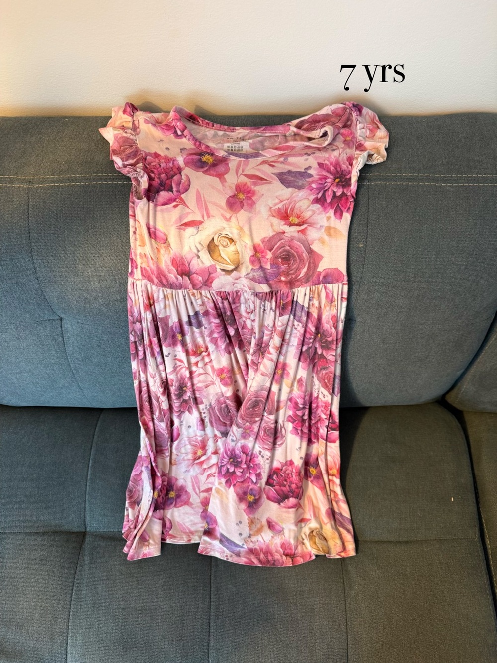 Posh Peanut Pink Floral Ruffled Sleeve Dress